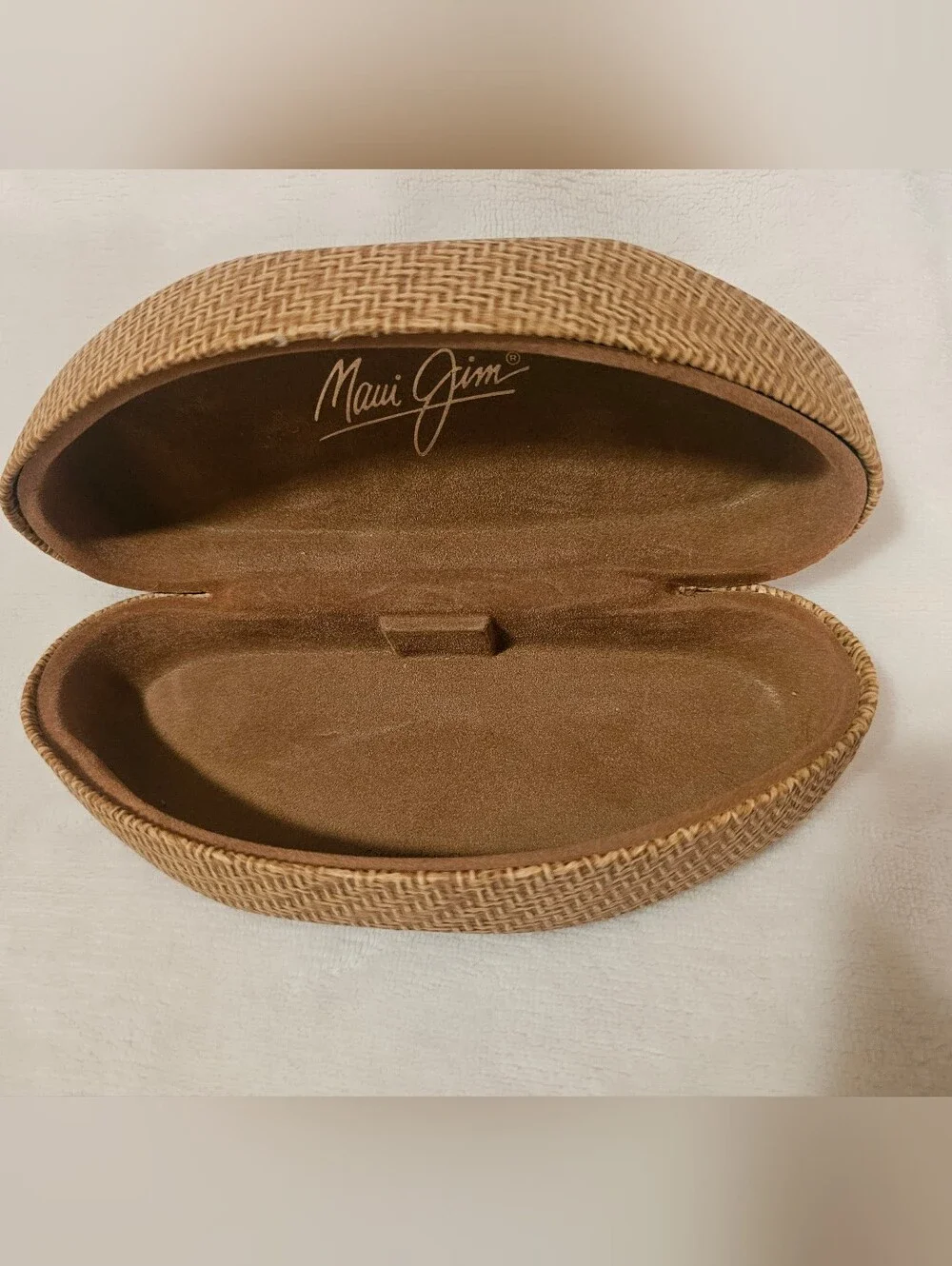 Maui Jim Brown Basket Weave Bamboo Pattern Sunglass Hard Clamshell Case